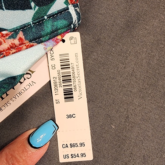 Victoria's Secret Bombshell Add 2 Cups Push Up Bikini Sz 38C NWT Blue Palm - Picture 4 of 6